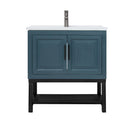 Modern Freestanding Bathroom Vanity With Ceramic Sink, Hot And Cold Faucet, Storage Cabinet & Open Shelf