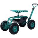 Rolling Garden Scooter Cart Seat With Wheels, 360 Swivel, Tool Tray