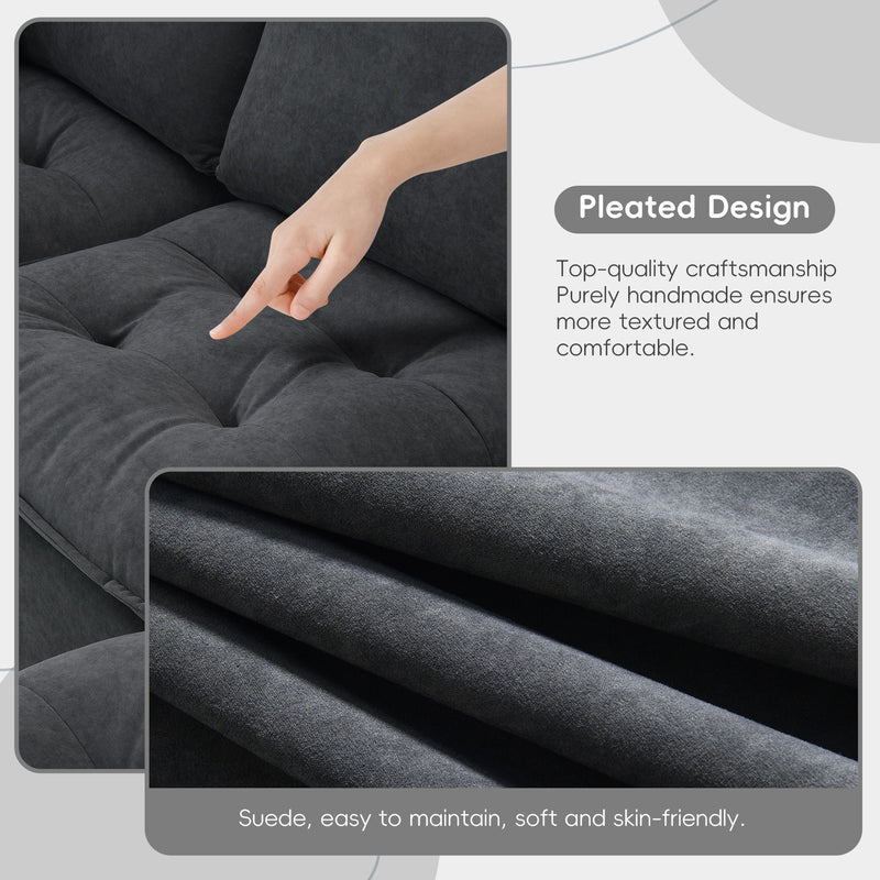 Modern Convertible Sectional L Shaped Reversible Couch Set With Free Pillows 4 Seat Suede Sleeper Sofa With Ottoman