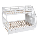 Twin-Over-Full Bunk Bed with Twin size Trundle, Storage and Guard Rail for Bedroom, Dorm, for Adults, White(OLD SKU :LT000119AAK)