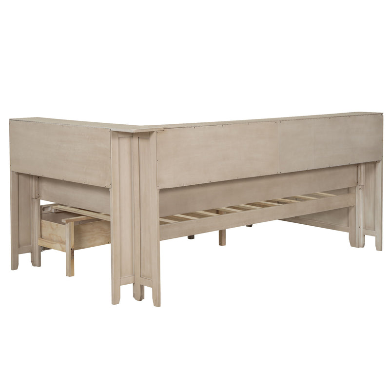 Daybed With Storage Shelves And 3 Drawers