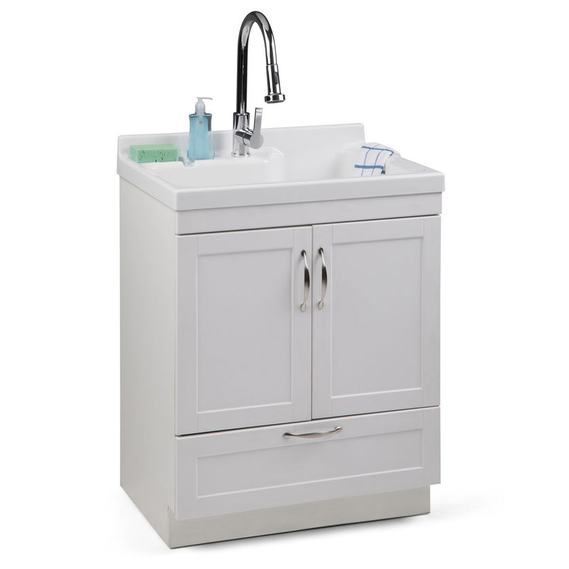 Maile - Laundry Cabinet With Pull-Out Faucet And Abs Sink - Pure White