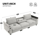 Sectional With Bluetooth Speaker Comfy Cloud Couch Set With Drop Down Table Cup Holders, USB Charger Storage Armrest Wide Seat Sofa
