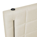 Full Size Upholstered Bed with Hydraulic Storage System and LED Light, Beige