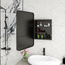 Rectangle Medicine Cabinet Mirror Bathroom Mirror With Storage Wall Mounted Medicine Mirror Cabinet With LED - Black