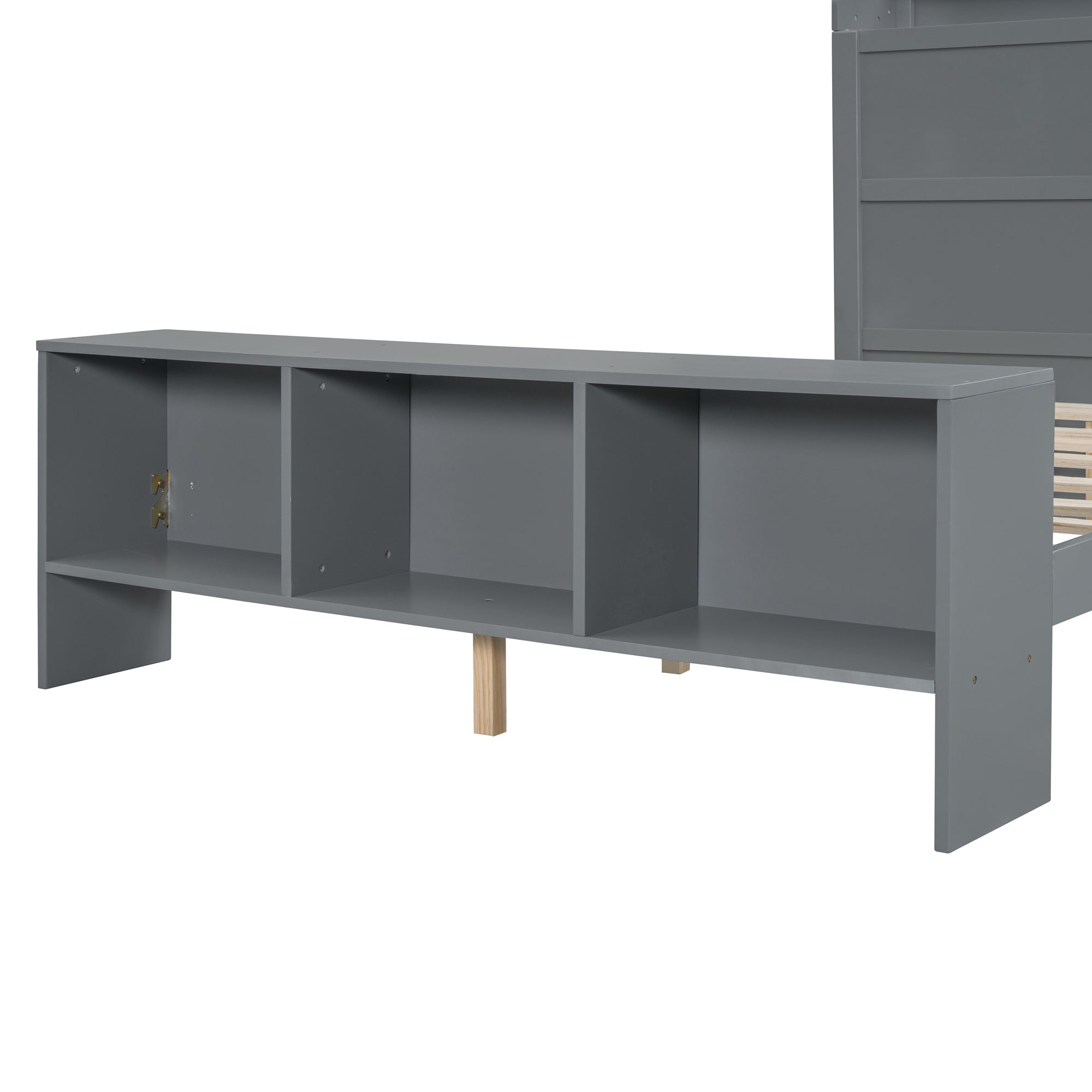 Full Size Platform Bed with built-in shelves, LED Light and USB ports, Gray - Atlantic Fine Furniture Melbourne FL