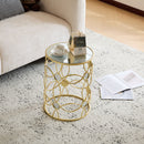 Modern Side Table With Mirror Top And Metal Frame - Gold / Clear