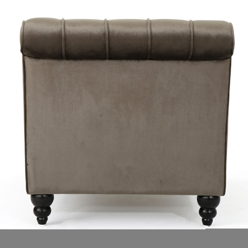 Ethereala - Upholstered Velvet Chaise Lounge With Button Tufted - Gray