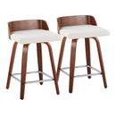 Maya - Mid Century Modern Fixed Height Counter Stool With Swivel With Square Footrest (Set of 2)