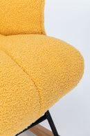 Rocking Chair Nursery, Teddy Upholstered Glider Rocker With High Backrest, Reading Chair Modern Rocking Accent Chairs Glider Recliner For Living Room - Yellow