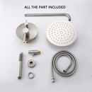 Elegant 10" Round Rain Shower Head And Handheld Set With Adjustable Tilt And Dual Modes