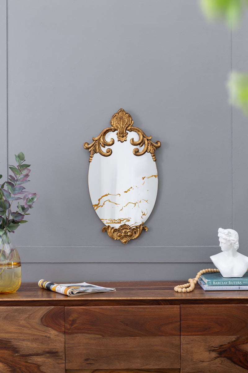 Decorative Oval Wall Mirror, Accent Mirror For Living Room, Entryway, Bedroom, Office - Gold