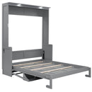 Murphy Bed With Desk, LED Lights & USB Charging Station