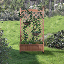 Raised Garden Bed With Trellis 2 Pack, Outdoor Planter Box & Plant Stand With Climbing Racks - Brown