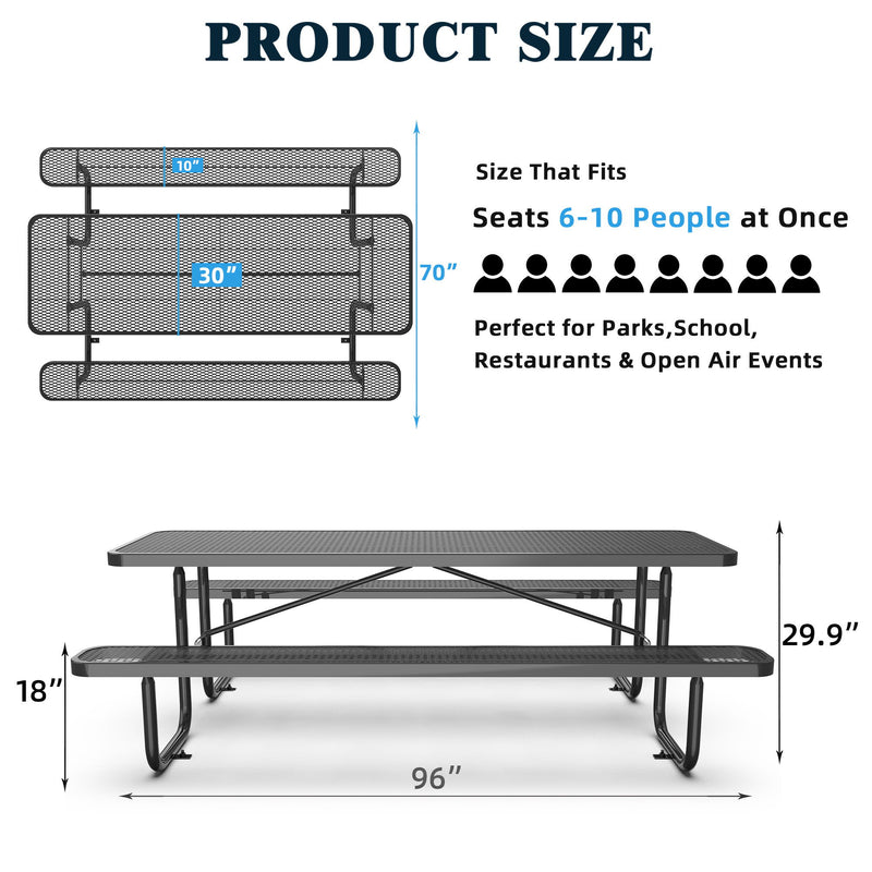 Expanded Metal Rectangular Picnic Table