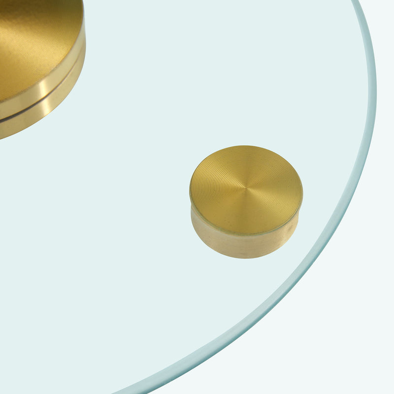 Double Layer Rotatable Round Glass Plate - Gold / Transparent