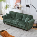 3 Seater Sofa With Tufted Upholstery, Rolled Arms, Nailhead Trim