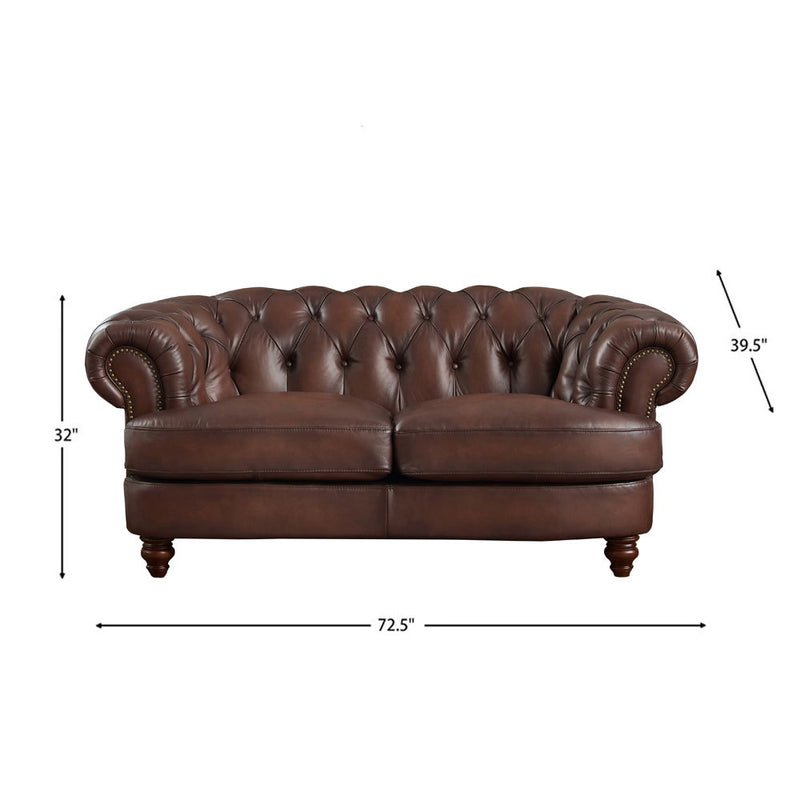 Newport - Leather Loveseat - Caramel