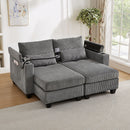 Convertible Chaise Lounge Sofa Chair With USB Ports, Cup Holders, Phone Holder And Storage