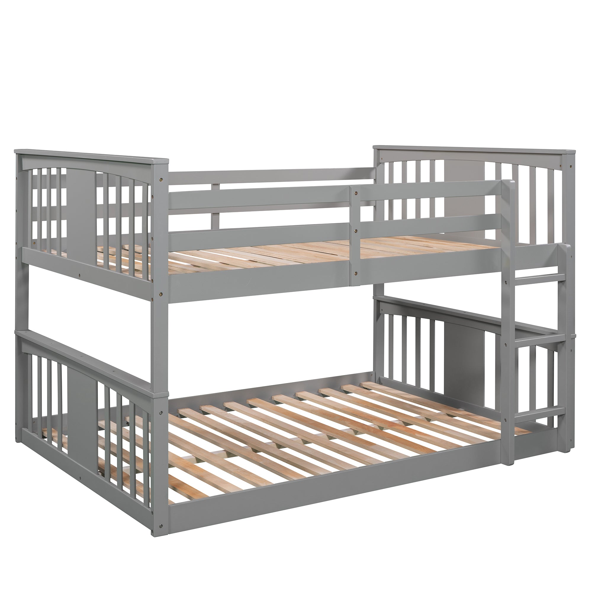 Full Over Full Bunk Bed with Ladder, Gray (Old SKU :LP000207AAE)
