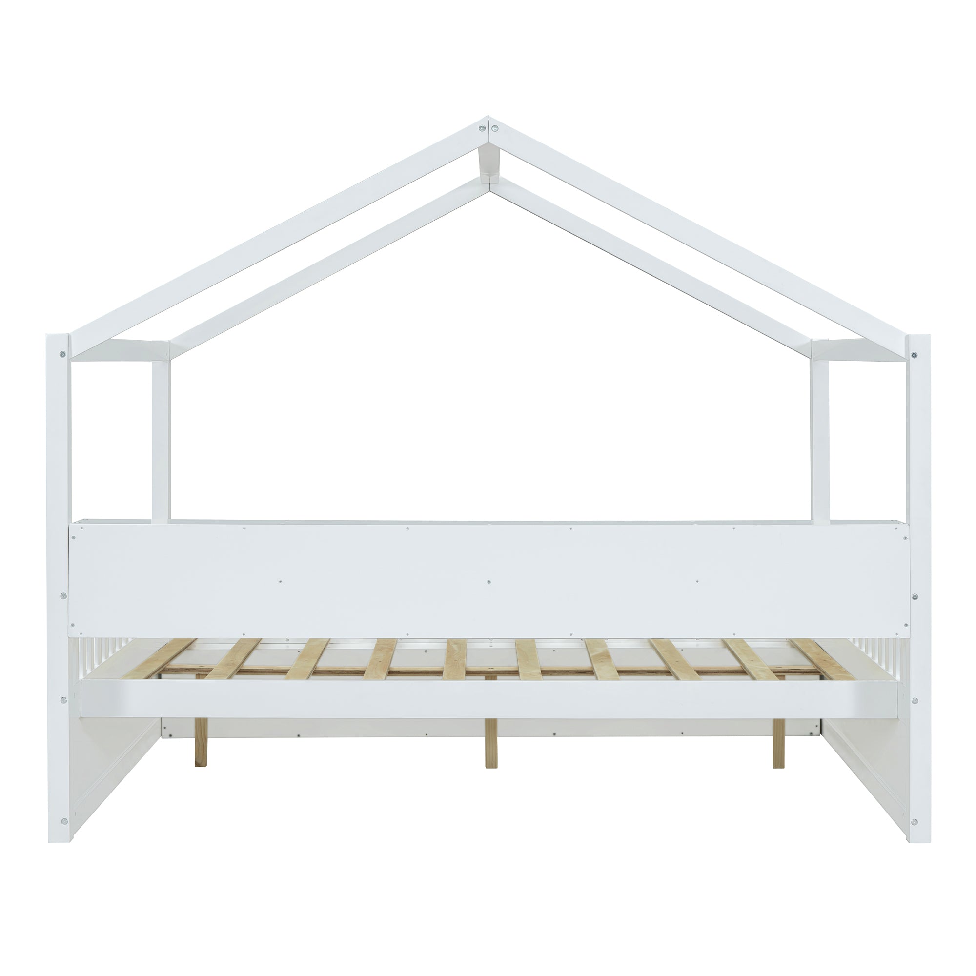 Full Size Wooden House Bed with Shelves and a Mini-cabinet, White - Atlantic Fine Furniture Melbourne FL