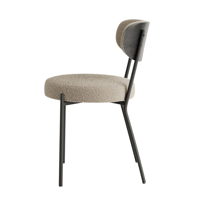 Boucle Modern Kitchen Dining Chair With Bentwood Back (Set of 2)