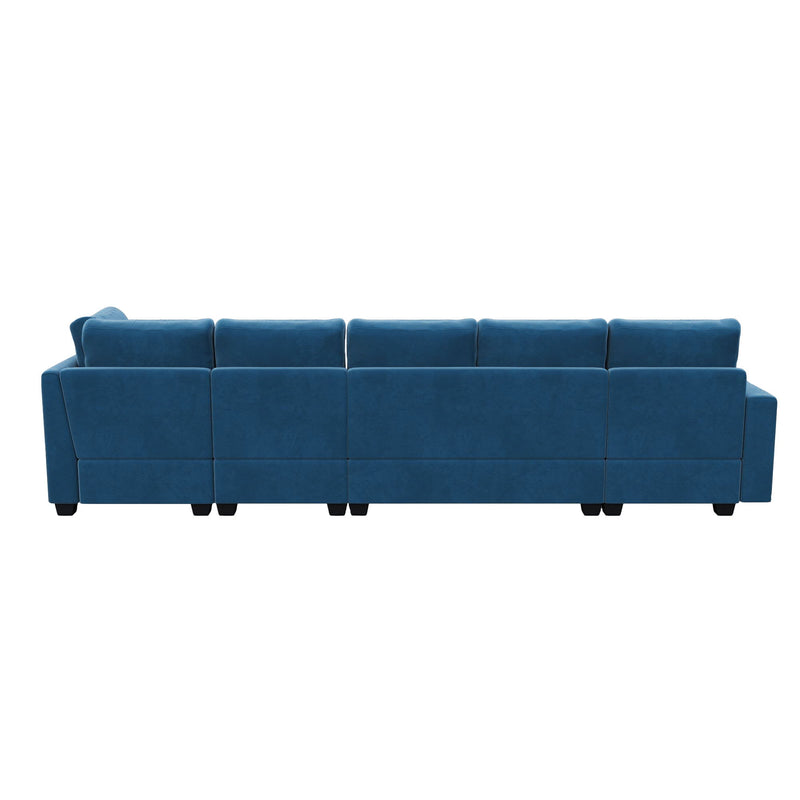 Modern L Shape Sectional Sofa, 6 Seat Velvet Couch With Convertible Chaise Lounge, Freely Combinable Indoor Furniture For Living Room