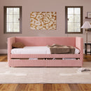 Corduroy Daybed With Two Drawers And Wood Slat