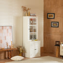 Retro Style Hutch Cabinet With Glass Door, China Cabinet For Home