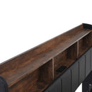 Full Size  Upholstered Platform Bed with Storage Headboard and Hydraulic Storage System, PU Storage Bed with LED Lights and USB charger, Black