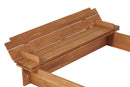 Kids Sandbox With Adjustable Cover, Sand Box With 2 Foldable Bench Seats, Outdoor Sandpit For Backyard Play - Light Brown