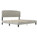 King size Adjustable Headboard with Fine Linen Upholstery and Button Tufting for Bedroom,  Wave Top  cream White