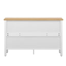 Retro TV Stand With 3 Spacious Cabinets, Glass Cabinet Doors And Anti-Tip Device