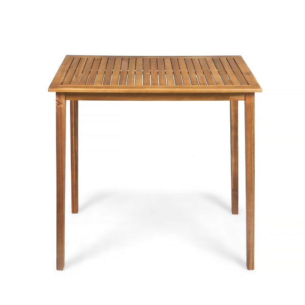 Outdoor Minimalist Acacia Wood Rectangle Bar Table, Durable Hardwood - Teak