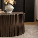 Cylindrical Coffee Table With Vertical Texture Relief