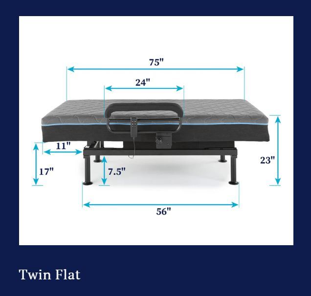 Twin Adjustable Sit To Stand Bed With Remote With Convenient Lift - Blue