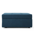 Flip Top Ottoman With Tufted Waffle Stitch And Rolling Casters - Navy Blue