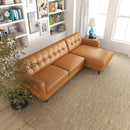 Allison - Mid-Century Modern Leather Sectional Sofa Chaise