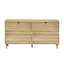 Rattan Dresser With 6 Drawers, Wooden Legs & Metal Handle