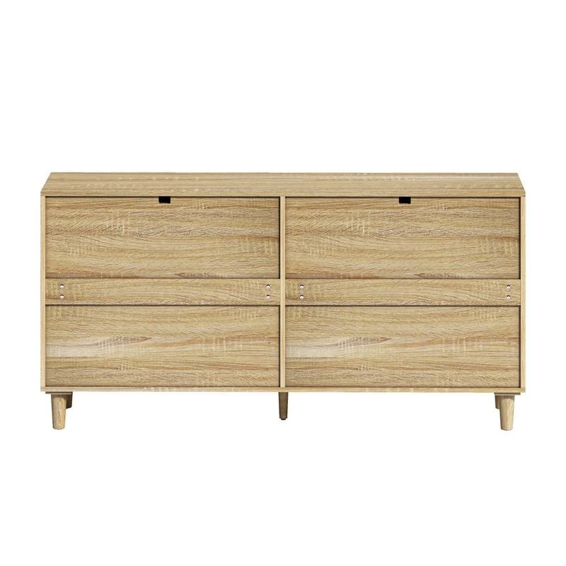 Rattan Dresser With 6 Drawers, Legs & Handles, Storage Cabinet - Natural