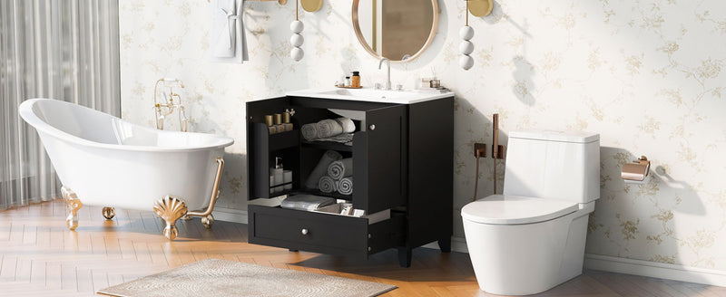 Bathroom Vanity Set With Ceramic Sink And Ample Storage Space Ideal For Small Bathrooms