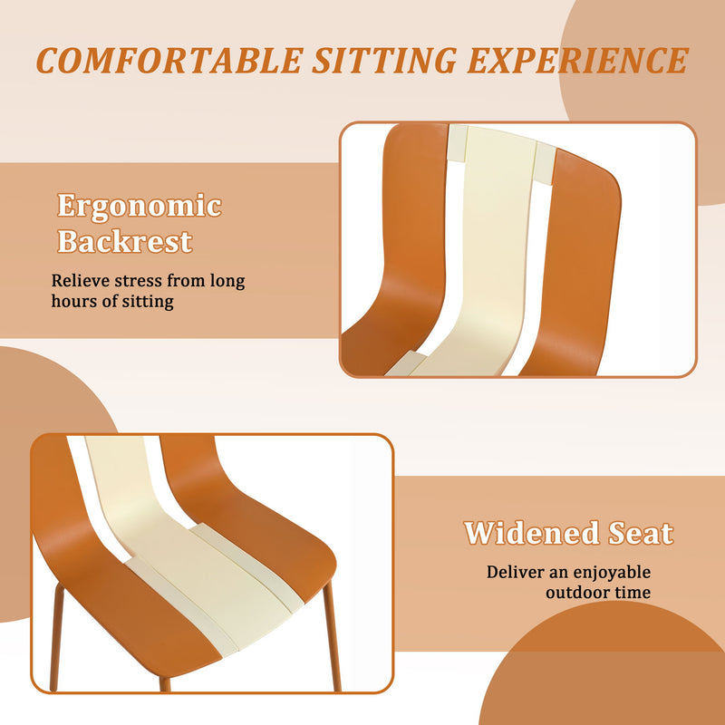 Modern Striped Blocking Single Chairs, Waterproof And Fade Resistant (Set of 4)