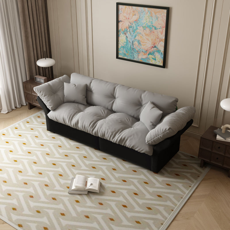Queen Pull Out Sofa Bed, 3 In 1 Convertible Sleeper Tufted With 2 Soft Pillows