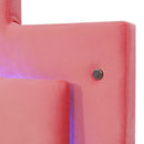 Queen Size Upholstered Platform Bed With LED Lights And 4 Drawers, Stylish Irregular Metal Bed Legs Design - Pink