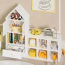 Versatile Children's Bookshelf With House Shaped Design, Multi Functional Storage