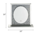 Noralie - 23" Accent Mirror With LED - Mirrored & Faux Diamonds
