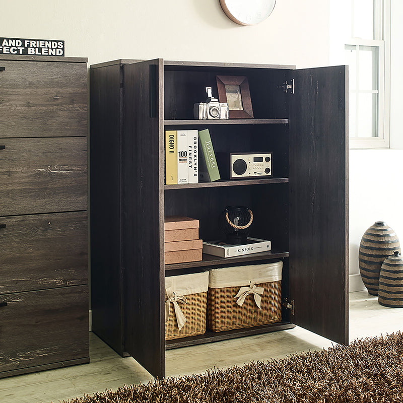 Luka - Farmhouse Rustic Five Shelf Wood Shoe Cabinet - Rustic Gray
