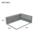 Full Floor Bed with L-shaped Bookcases, sliding doors,without slats,Grey