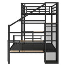 Metal Bunk Bed With Storage Staircase And Open Wardrobe