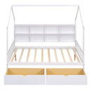 Wooden Full Size House Bed with 2 Drawers,Kids Bed with Storage Shelf, White(Expected Arrival Time: 5.15)